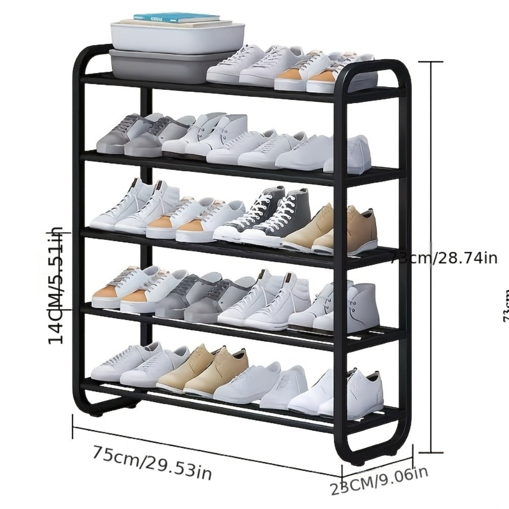 Shoe Storage Organizer 5-Layer Narrow White Rack for Entryway, Closet, Living Room and Door Areas