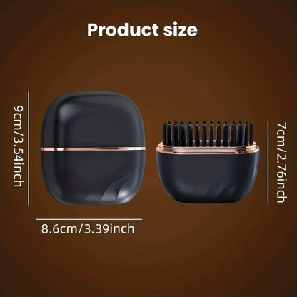 Mini Cordless Hair Straightening Brush with USB Charging, 9.6cm Compact Body and Black Configuration Options