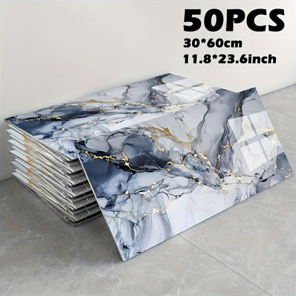 11.8 x 23.6-Inch Marble-Pattern Foam Wall Panels in 50- or 100-Piece Color and Count Options