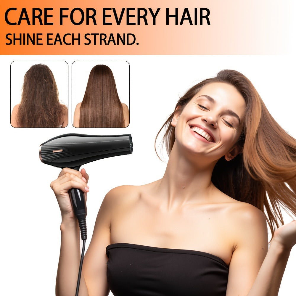Brushless Motor Hair Dryer Set with Accessories - Professional Blow Dryer Kit Concentrator Nozzle Comb Clips 2 Modes 3 Speeds Ionic Anti-Frizz Home Salon Travel Black White Blue Green