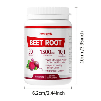 Dietary Supplement Beet Root 1300mg Vegetarian Capsules with One-, Two- or Three-Bottle Options