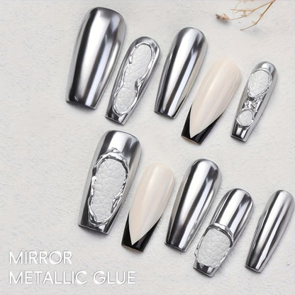 Mirror Metallic Silver Nail Art Gel in XEIJAYI Electroplating-Style Bottle with Cap-Mounted Detail Brush