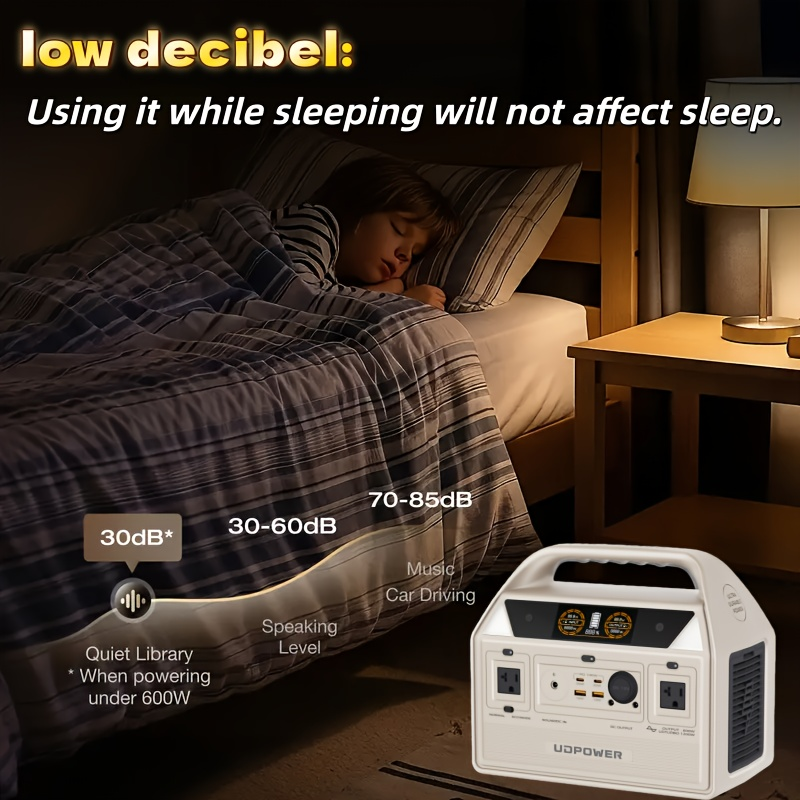 Portable Power Station 595Wh 600W with LiFePO4 Cell Pack, Nine Outputs, USB-C PD and 1200W Surge