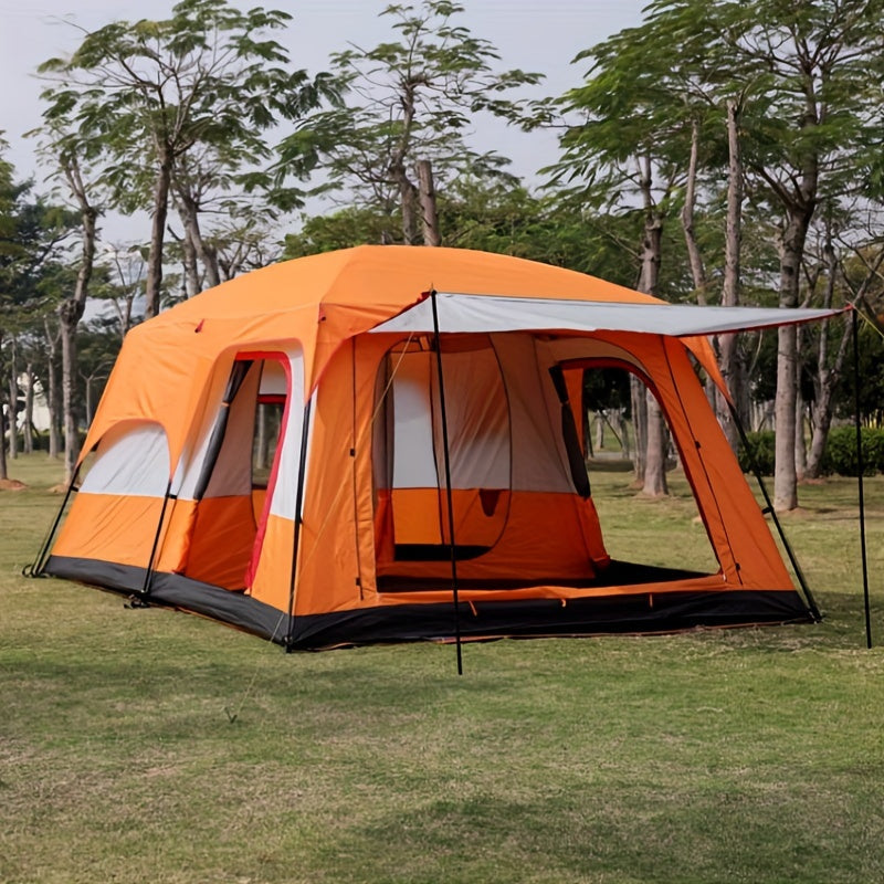 Camping Tent Two-Room Family Cabin with Shared Hall, Mosquito-Net Panels and Two Capacity Options