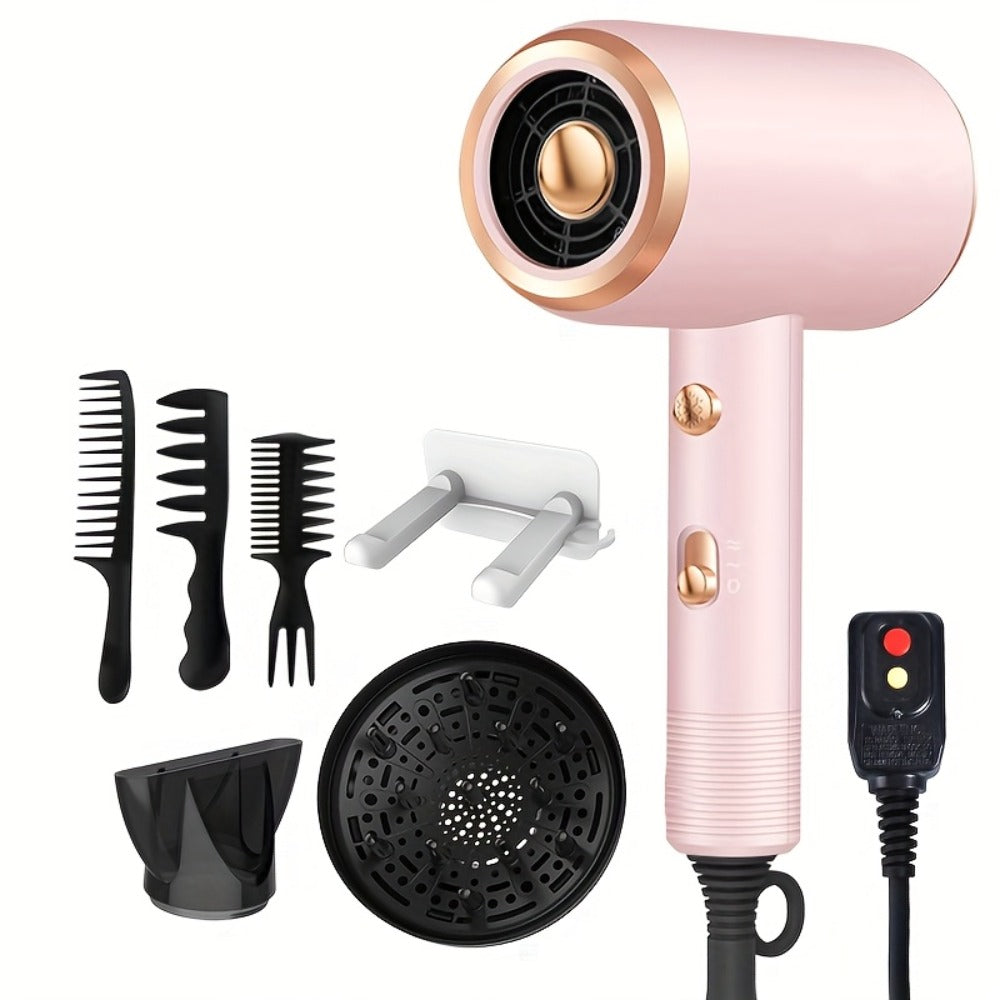 Ionic Hair Dryer 1600W with Diffuser Concentrator Nozzle 2 Speed 3 Heat Settings Cool Shot ALCI Safety Plug Brushed Motor Anti-Frizz Portable Blow Dryer for Straight Curly Wavy Hair Home Travel Salon
