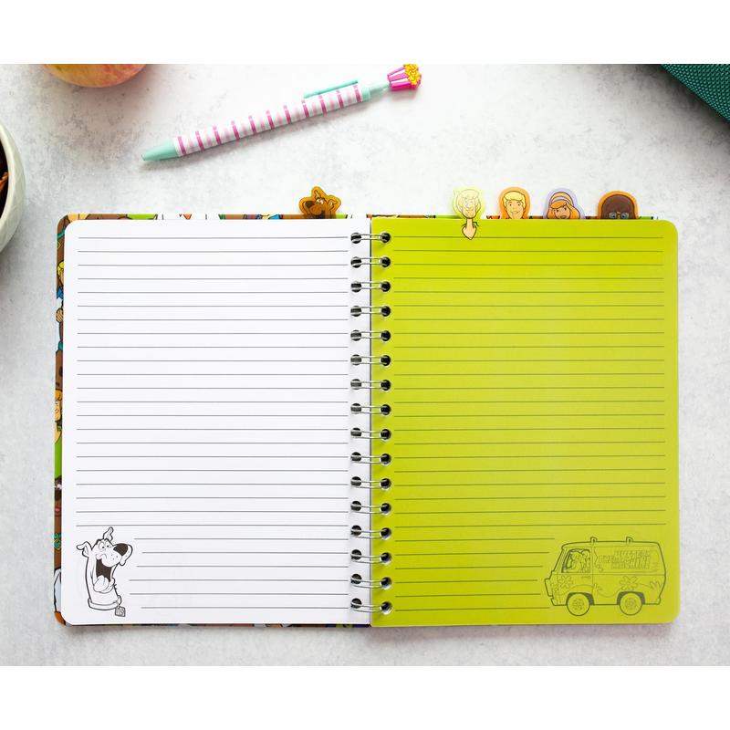 Scooby-Doo Spiral Notebook for Kids Mystery Machine 5-Tab Journal 75 Lined Pages Character Bookmark Tabs | Officially Licensed Scooby-Doo Gift for Boys Girls Fans Ages 5 6 7 8 9 10