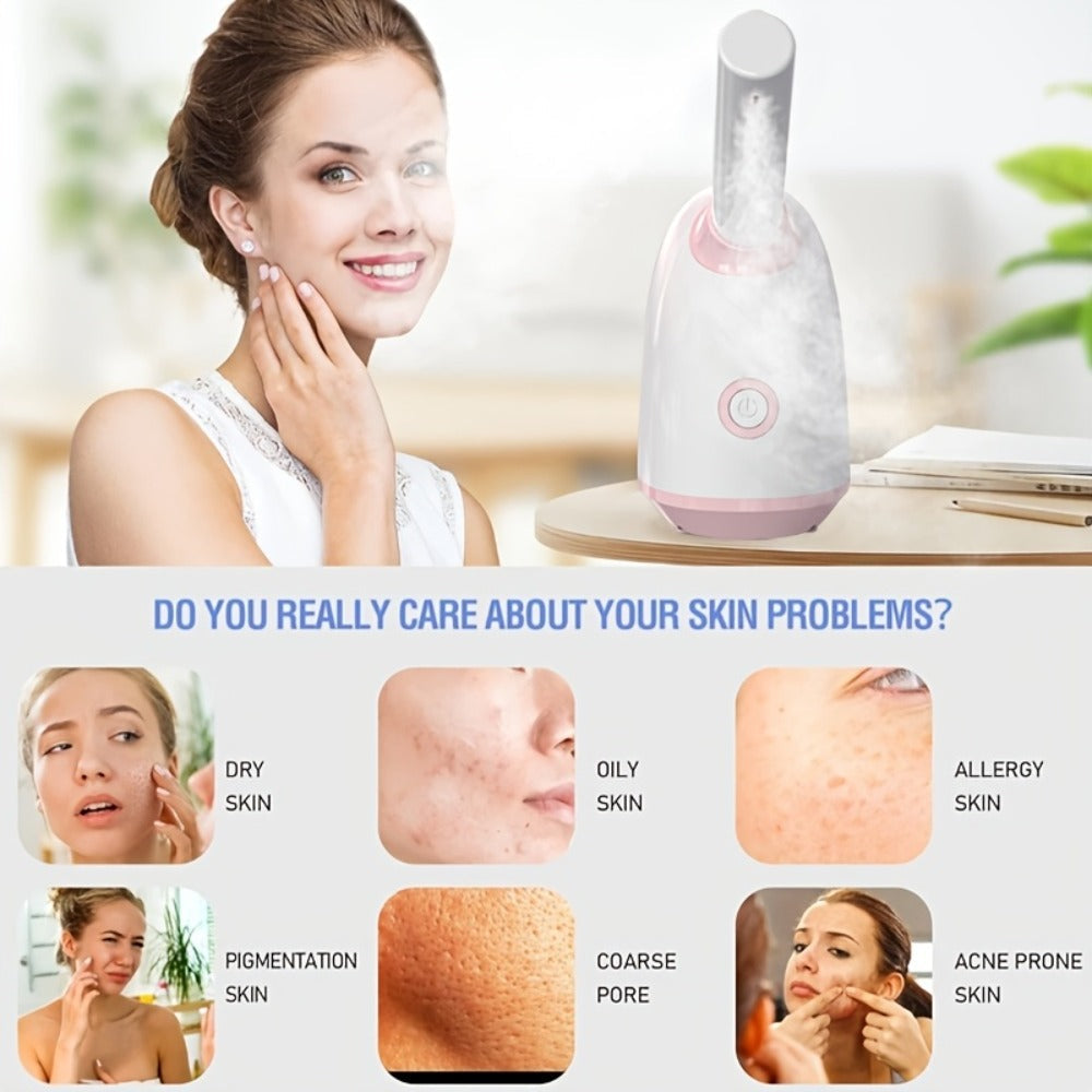 Pink Tabletop Facial Steamer Family with Five Regular, Upgraded, 3-in-1, Large-Tank or Portable Options