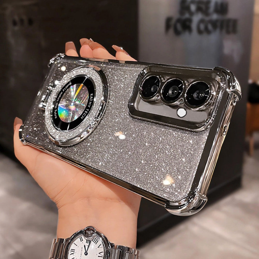 Samsung Galaxy Glitter Kickstand Case with Stand Bracket - Sparkle Bling Detachable Shockproof Fashion Phone Cover for Galaxy S25 S24 S23 S22 Ultra Plus FE, Cute Phone Case for Women Girls Teens