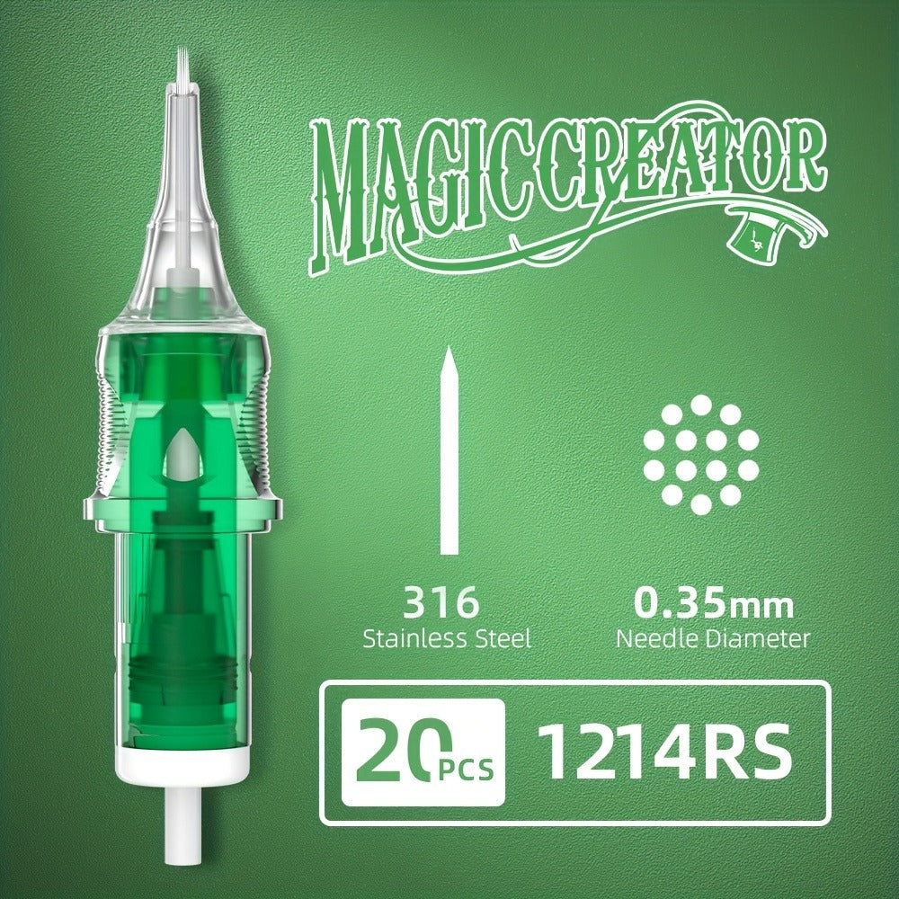 Disposable Tattoo Needles 20pcs Mixed Set RL RS M1 C-M — Multi-Gauge High Transparency Cartridge, Lasting Sharpness, Ample Ink Capacity, for Professional Artists & Beginners