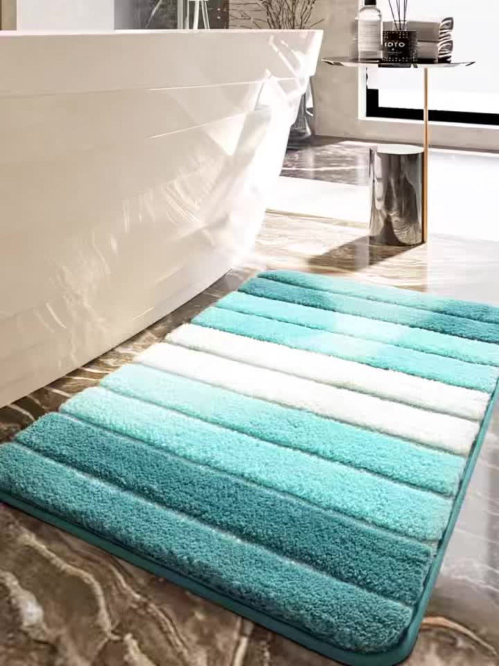Chenille-Style Bath Rug in Three Color Labels and 16 x 24 or 20 x 32-Inch Checkout Size Options