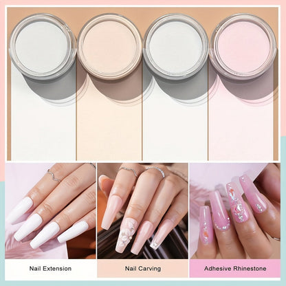 240g Acrylic Nail Powder Jar in Clear, Pink, Nude or White for Use with Compatible Acrylic Liquid