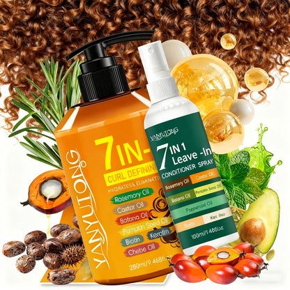 Two-Piece Curl Styling Set with 280ml Pump Cream, 100ml Leave-In Spray and Six Named Formula Markers