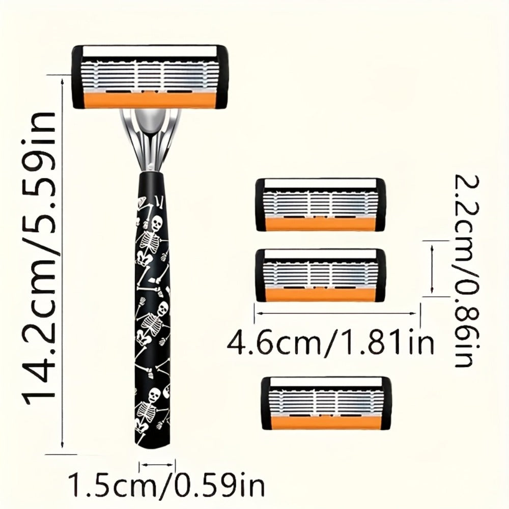 Safety Razor for Men 7-Layer Progressive Blades — Non-Slip Stainless Steel Handle Classic Double Edge Razor for Beard & Mustache Grooming, 1 or 2 Handle + 15–36 Blade Pack Options