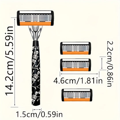 Safety Razor for Men 7-Layer Progressive Blades — Non-Slip Stainless Steel Handle Classic Double Edge Razor for Beard & Mustache Grooming, 1 or 2 Handle + 15–36 Blade Pack Options