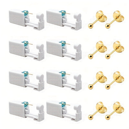 Ear Piercing Kit – 8 PCS Disposable Self Piercing Gun with 316 Stainless Steel Earrings, Safe & Easy Home Ear Piercing Tool for Family & Party Use
