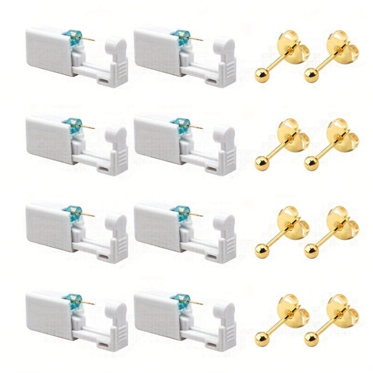 Ear Piercing Kit – 8 PCS Disposable Self Piercing Gun with 316 Stainless Steel Earrings, Safe & Easy Home Ear Piercing Tool for Family & Party Use