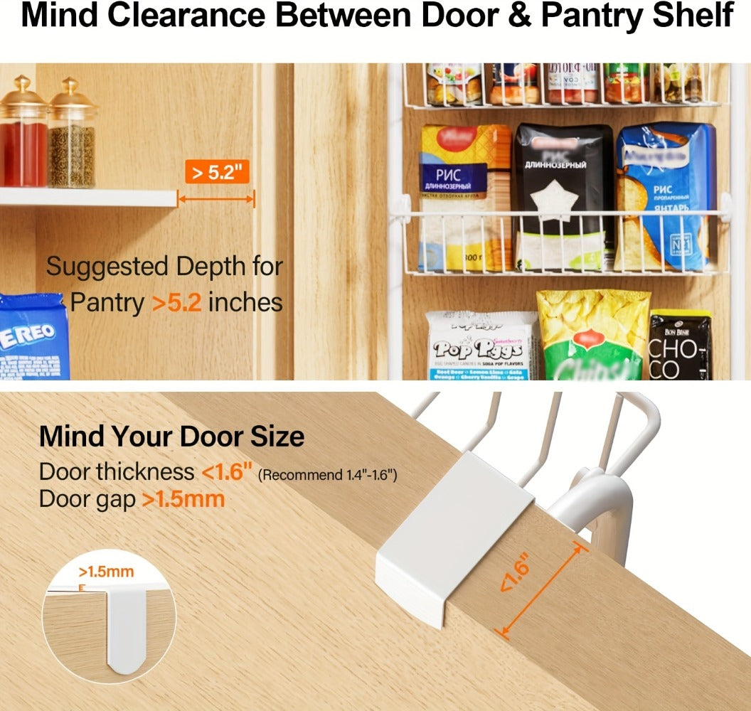 Over-the-Door Organizer Rack in 6- or 8-Tier Options with White or Black Frame Size Choices