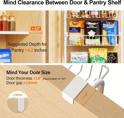 Over-the-Door Organizer Rack in 6- or 8-Tier Options with White or Black Frame Size Choices