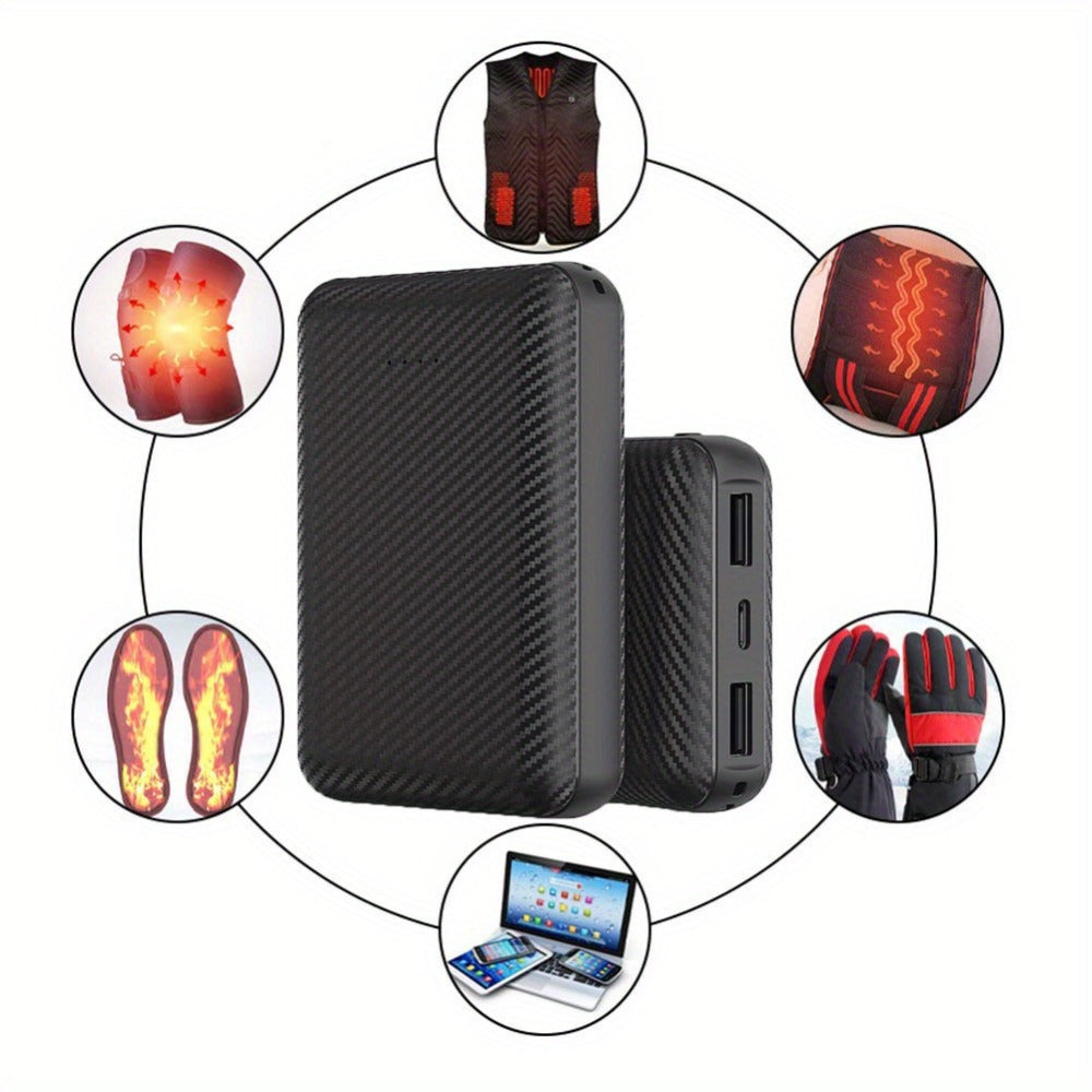 Power Bank 20000mAh 5V/3A for Heated Clothing with USB-C Input/Output, Single or Two-Pack Sets