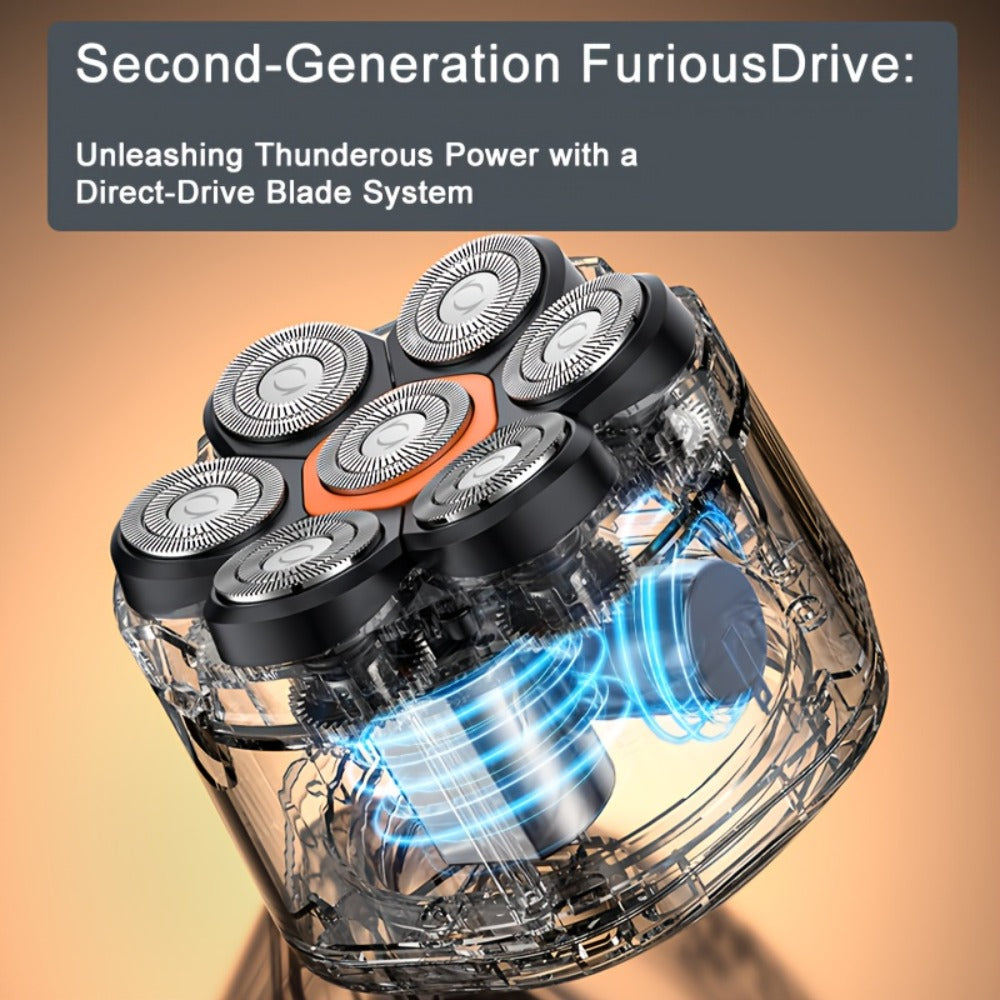 Palm-Size Multi-Rotary Electric Shaver with Display in 5D, 7D and Type A Checkout Styles Pictured