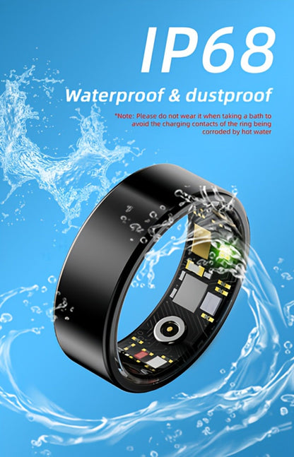 Smart Ring Health & Fitness Tracker Titanium – IP68 Waterproof, Sleep Heart Rate Step Calorie Stress Monitor, BLE 5.3 Magnetic Charging, Android iOS Compatible | Men Women Gift | Black Silver