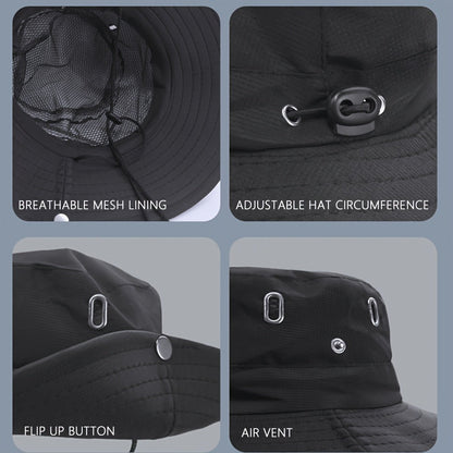 Wide-Brim Sun Hat and Face Cover Set with Three Color Options, Foldable Brim, Drawstring and Mesh Vent Panels