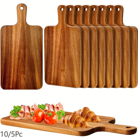Cutting Board Acacia or Bamboo-Style Handle Boards in Five or Ten-Piece Sets, 15.7 x 7.8 Inches