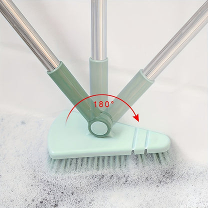 Triangular Floor Scrub Brush with 37.4-Inch Sectional Handle, Mixed Bristles and Pivoting Corner Head