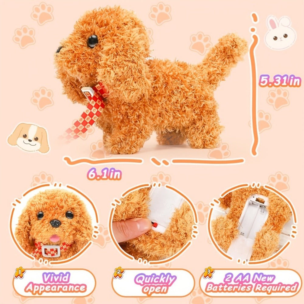 Electric Robot Dog Toy That Walks, Barks & Wags Tail – Realistic Cute Pet Toy for Kids, Birthday & Holiday Gift for Boys & Girls, Brown / White / Teddy
