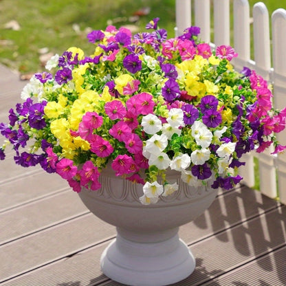 Artificial Flowers 10-Bundle Pink Morning Glory Set for Porch, Planter, Window Box and Home Decor