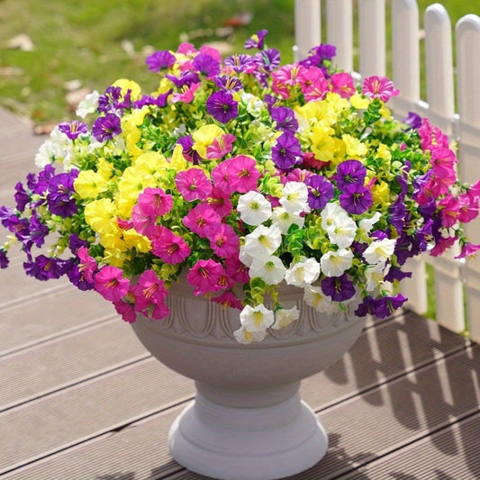 Artificial Flowers 10-Bundle Pink Morning Glory Set for Porch, Planter, Window Box and Home Decor
