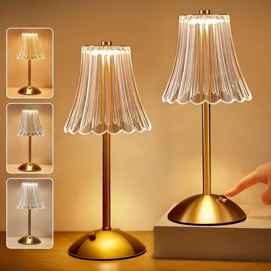 Crystal LED Table Lamp Vintage USB Rechargeable 3 Color Dimmable Touch Control Bedside Night Light for Bedroom Living Room Office Reading Relaxation Ambiance Modern Desk Lamp 1pc or 2pcs