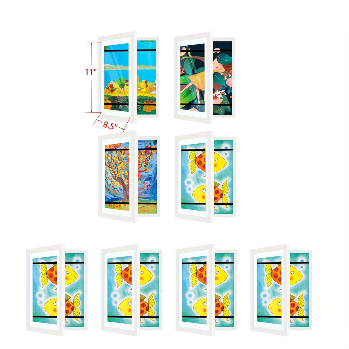 Kids Art Frame Changeable Front-Opening Display, Children Artwork Picture Frame for 8.5x11 & 10x12.5 Drawings