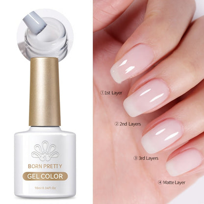 Jelly Gel Nail Polish Translucent 10ml – Glass Nail Look, 30-Day Soak-Off Semi-Permanent UV LED, Milky White Snow Glitter Pink Nude Shades, Buildable Salon Quality for Women