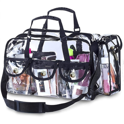 Clear Multi-Pocket Tote Bag with Black Trim, Dual Handles and Protected Fashion, Simple or Portable Styles