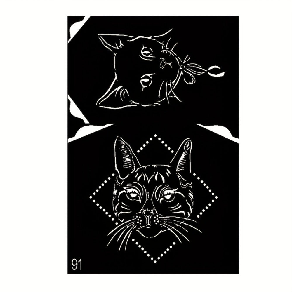 Twenty-Piece A5-Labeled Tattoo Stencil Kit002 with Animal, Symbol and Geometric Pattern Designs