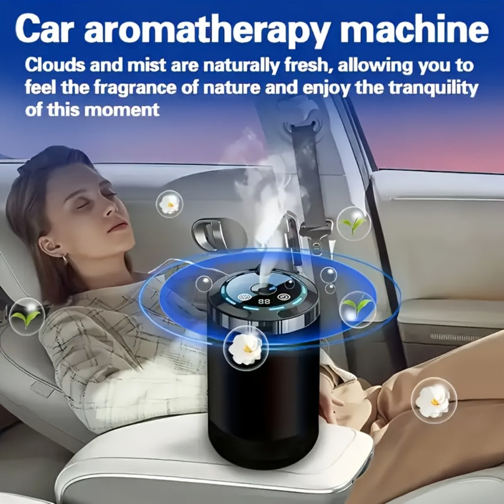 Car Aroma Diffuser - Smart In-Car Essential Oil Diffuser with Ambient RGB Light & Starlight Projection, Auto On/Off, Long-Lasting Natural Fragrance for Car, Home & Office (Gardenia or Cologne Scent)