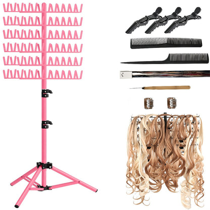 Braiding Hair Rack Hair Styling Tool with 144-Strand Layout, 30-50-Inch Height and Foldable Stand
