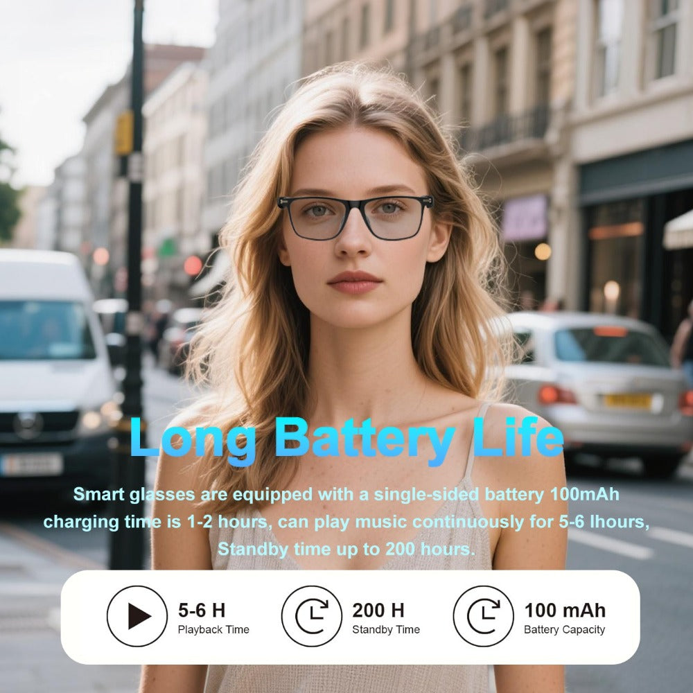 Anti-Blue Light Smart Audio Glasses Bluetooth 5.3 HiFi Open-Ear Wireless Calls Music Anti-UV Lens Noise Cancellation Rechargeable Unisex Outdoor Sports Wearable Tech Birthday Christmas Halloween Gift
