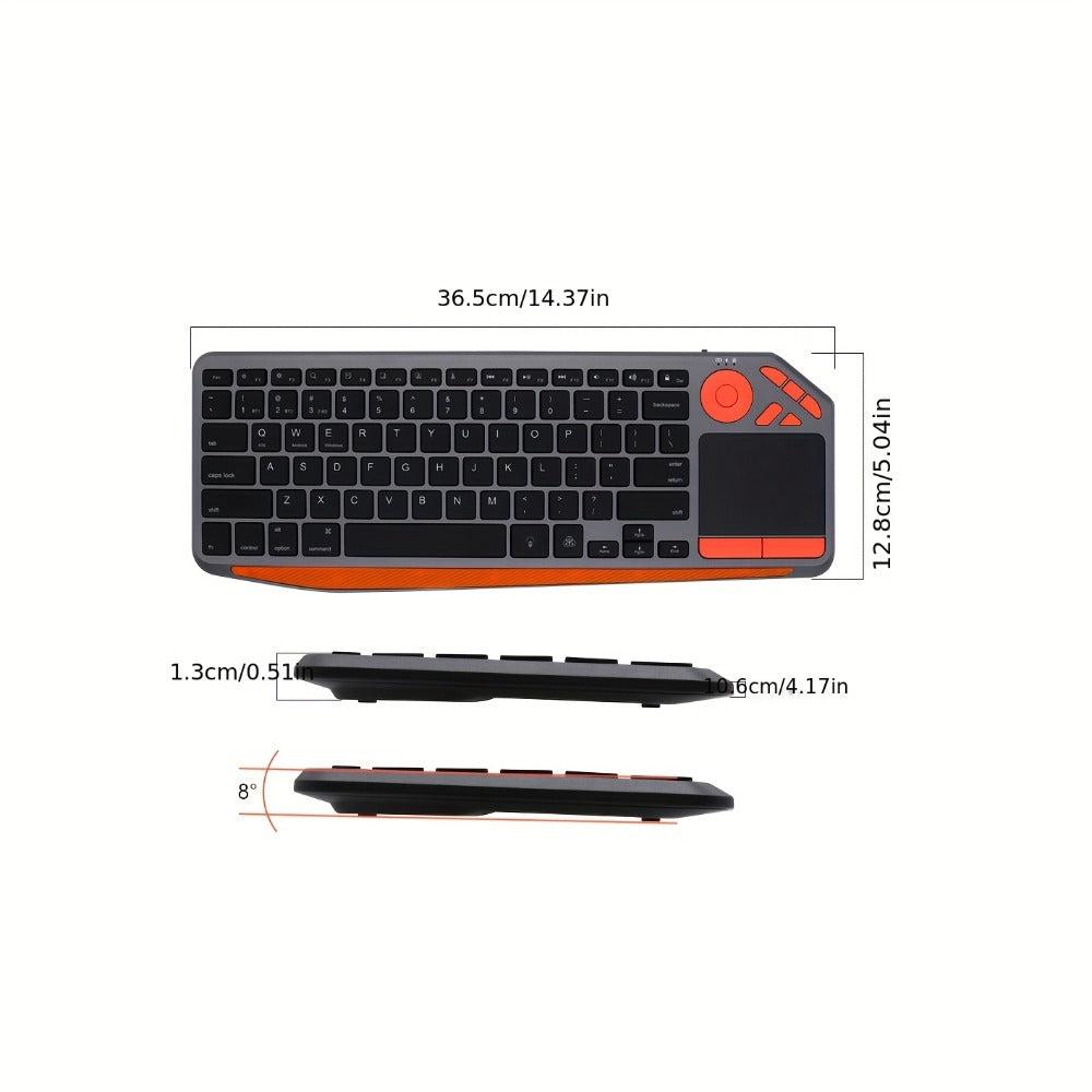 Touchpad Wireless Keyboard 2.4G Dual Mode – Backlit Multimedia Hotkeys, Type-C Rechargeable, All-in-One Remote for Smart TV, Android TV Box, Tablet, PC & Computer | Deep Grey