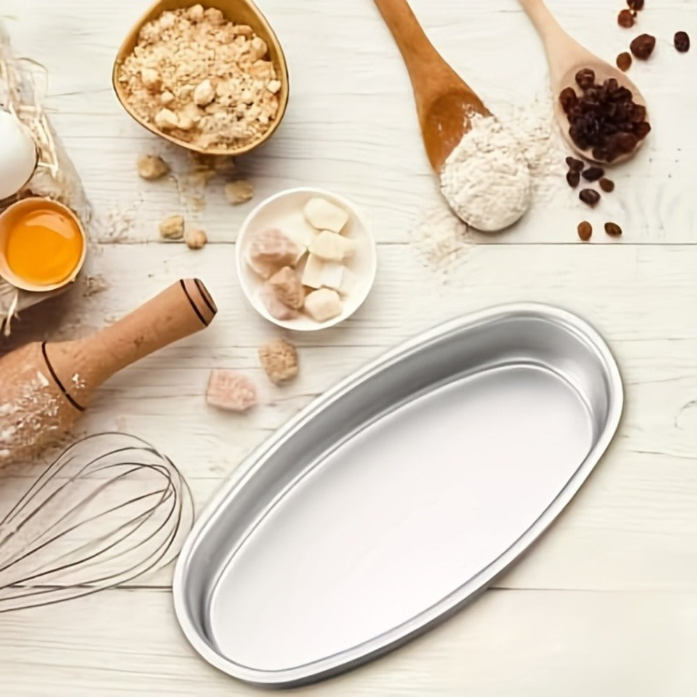 Two-Piece Nonstick Oval Aluminum Bread Pan Set for Loaves, Cakes, Cheesecake and Oven Baking