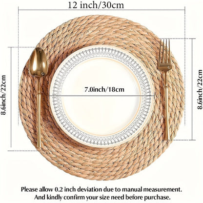 Round Braided Table Placemats in 6-, 10-, 20-, 30- or 50-Piece Options with 12-Inch Diameter