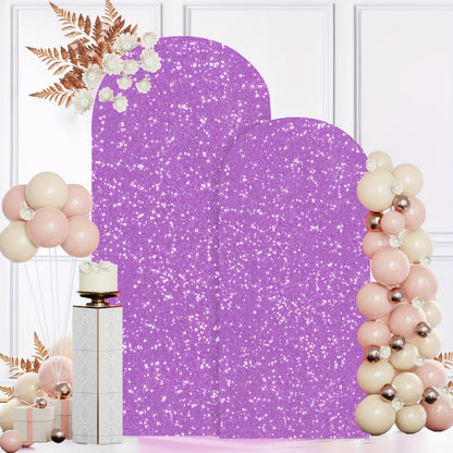 Glitter Sequin Wedding Arch Covers, Two-Piece 6 ft and 7.2 ft Spandex Backdrop Set in Eight Colors