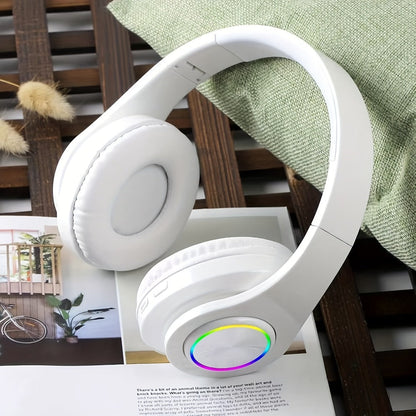 Wireless Headphones Deep Bass Foldable Built-in Mic 3.5mm Wired Stereo Sound Type-C for Bedside Audio, Alarms and Room Entertainment