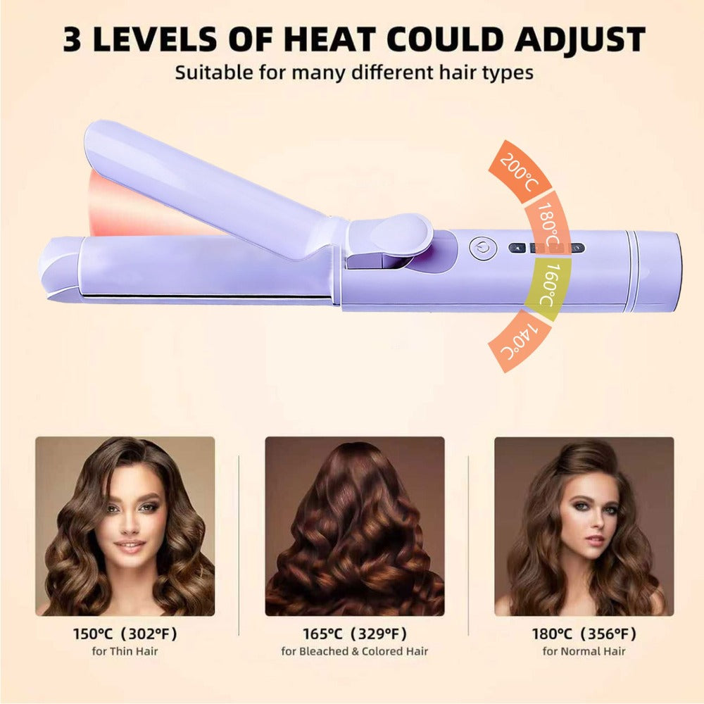 Cordless Mini Curling Iron Hair Styling Tool with USB-C Charging, Four Heat Settings and Two Colors