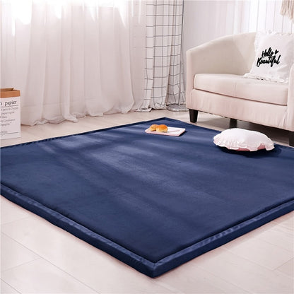 Tatami Floor Mat Thick Foam Padded Rug Coral Velvet Baby Play Mat Crawling Mat for Kids Nursery Playroom Living Room Yoga Mat Japanese Style Area Rug Non-Slip