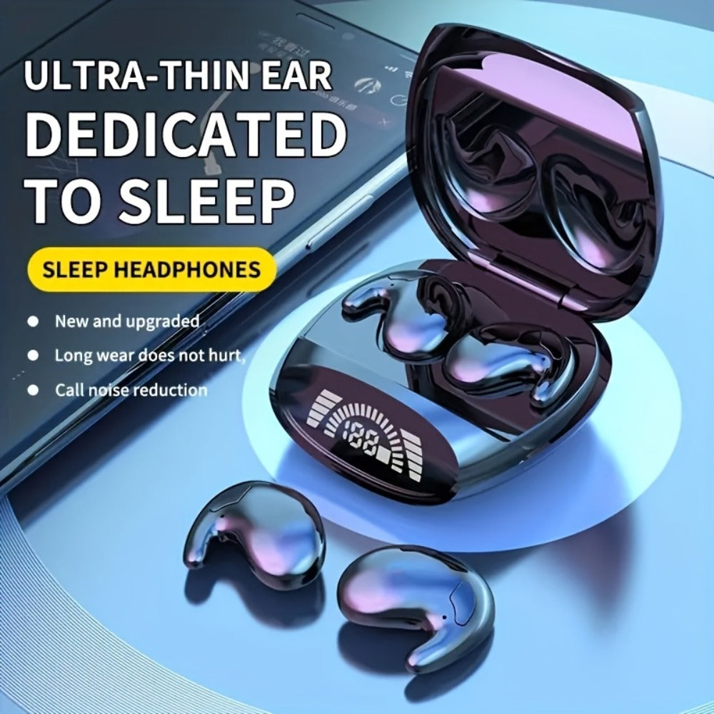 Bluetooth 5.3 Ultra-Thin Sleep Earbuds Invisible, Side Sleeping Special Small Ear Canal Mini Wireless Earphones, Comfortable In-Ear Invisible Design for Samsung Android iPhone Nighttime Relaxation Work