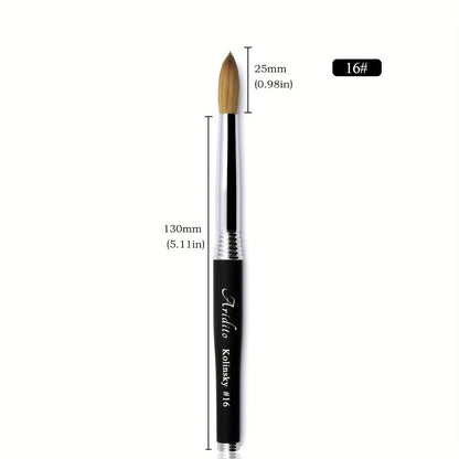Round Acrylic Nail Art Brush with Black Handle in Protected Sizes 12, 14, 16 and 18 for Salon Detail Work