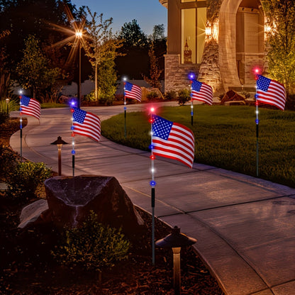Solar Flag Ground Stake Lights with Separate Panel, 8 Lighting Modes and 8- or 16-Piece Sets