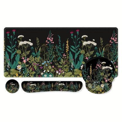 XXL Gaming Desk Mat & Mouse Pad Wrist Rest Set 4-in-1 Bundle – Keyboard Wrist Rest, Mouse Wrist Rest & Coaster, Ergonomic Home Office Computer Desk Pad